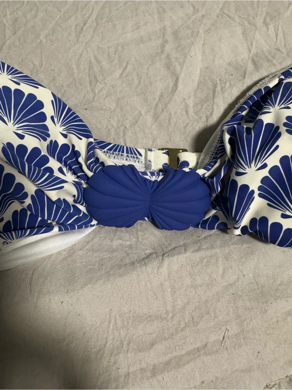 kate spade Navy and White Shell-Print Bandeau Bikini